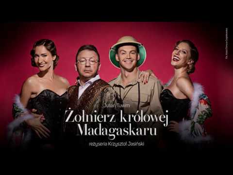 Plakat spektaklu Żołnierz królowej Madagaskaru w Teatrze Polskim